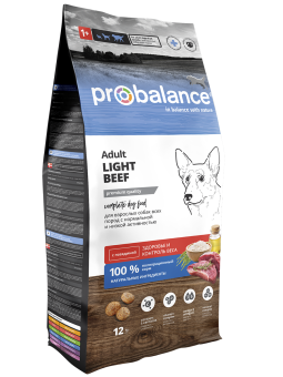 Сухой корм для собак Probalance Adult Light, контроль веса, с говядиной, 12кг